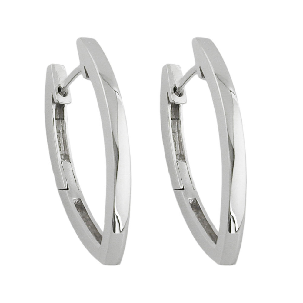 Boucles d'oreilles argent 925 puces ovales rhodiées vue face