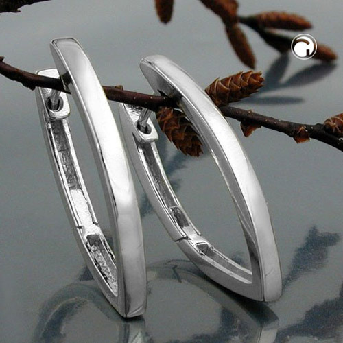 Boucles d'oreilles argent sterling forme ovale pointue créoles