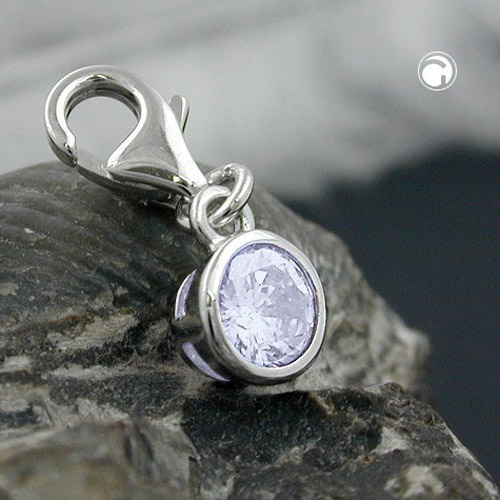 Charme argent sterling rhodié avec cristal lavande