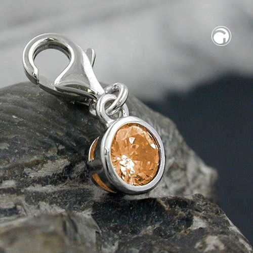 Breloque argent sterling cubic zirconia topaze sur fond blanc
