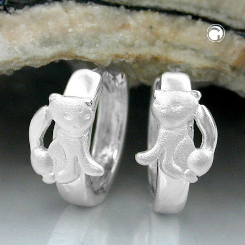 Créoles argent sterling motif chat vue de face