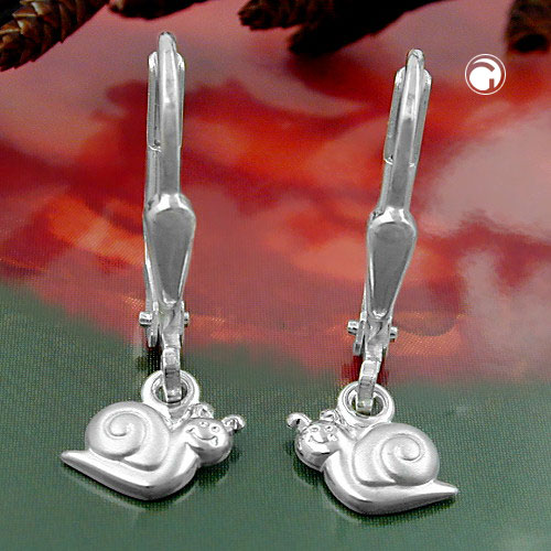 Paire de boucles d'oreilles argent sterling escargot, fermoir levier