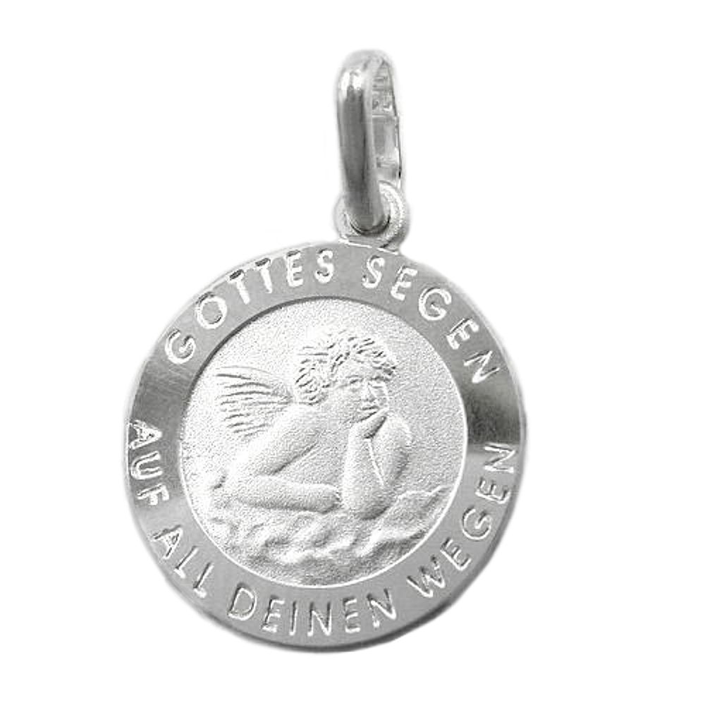 Pendentif argent 925 baptismal ange face avant gravure allemande