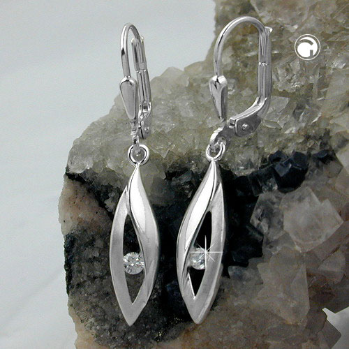 Paire de boucles d'oreilles argent sterling mat avec zirconia