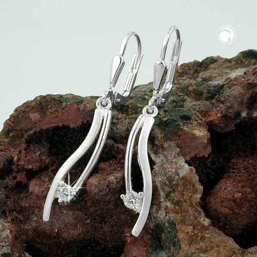 Paire de boucles d'oreilles argent sterling zirconia, vue de profil