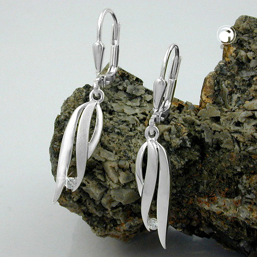 Paire de boucles d'oreilles argent sterling zirconium, style chic