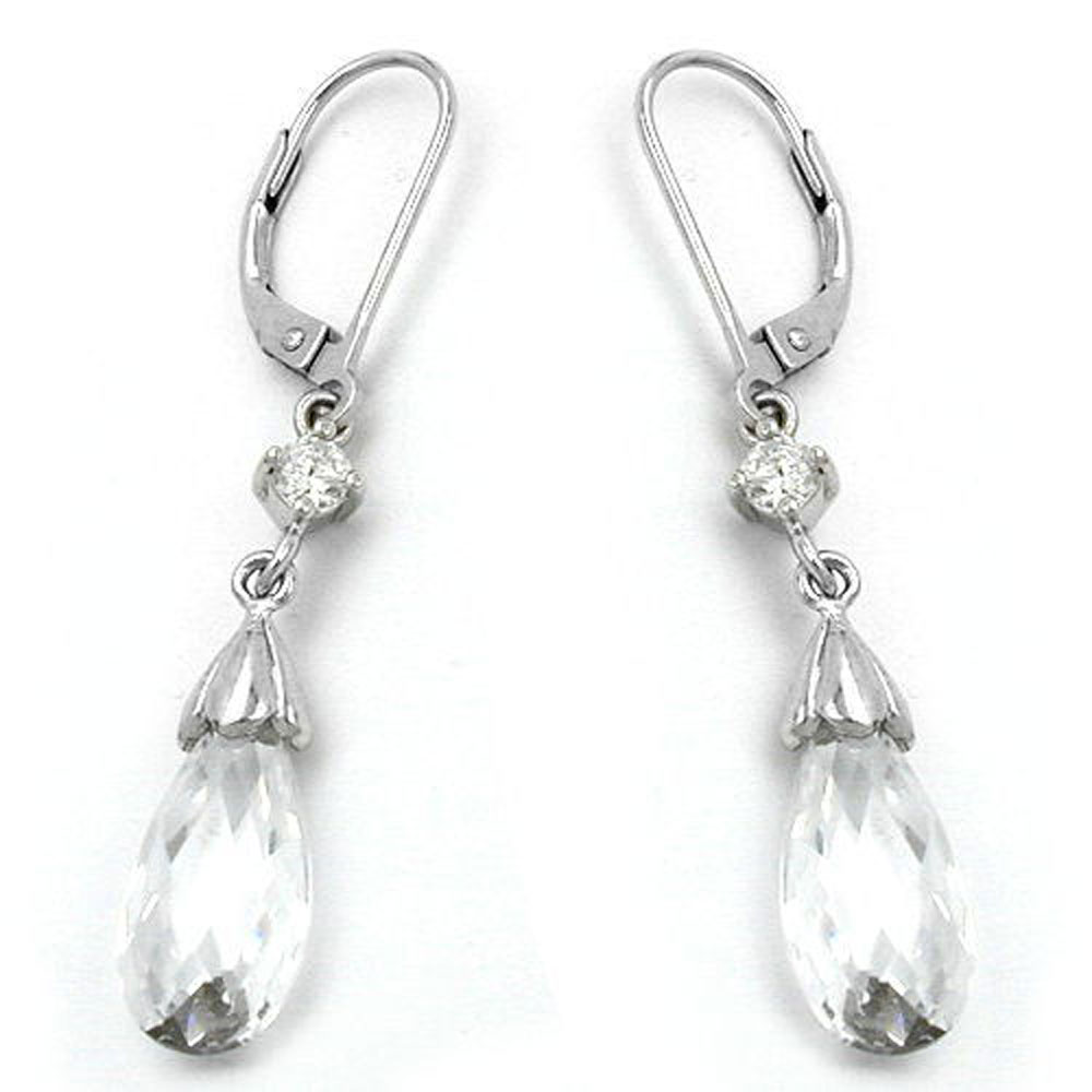 Boucles d'oreilles argent 925 avec zirconium forme goutte facettée
