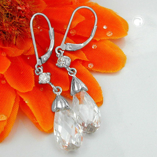 Paire de boucles d'oreilles argent sterling zirconium fermoir leverback