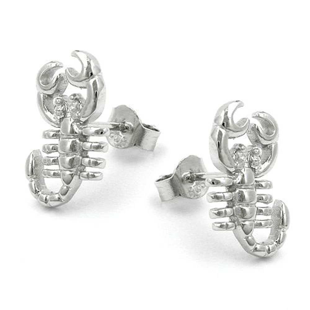 Boucles d'oreilles argent 925 scorpion yeux verre
