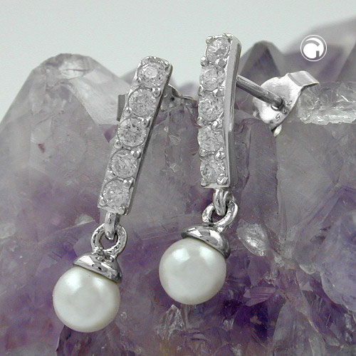 Paire de boucles d'oreilles argent sterling ornées de zirconias