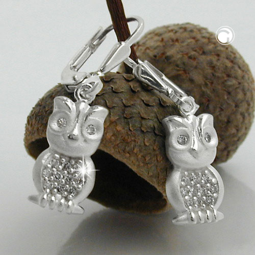 Boucles d'oreilles argent motif chouette de profil