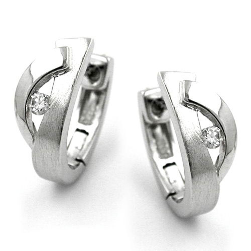 Boucles d'oreilles argent 925 zirconias blancs hoop