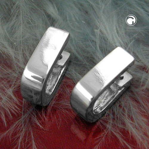 Paire de créoles argent sterling rhodié, détail du fermoir