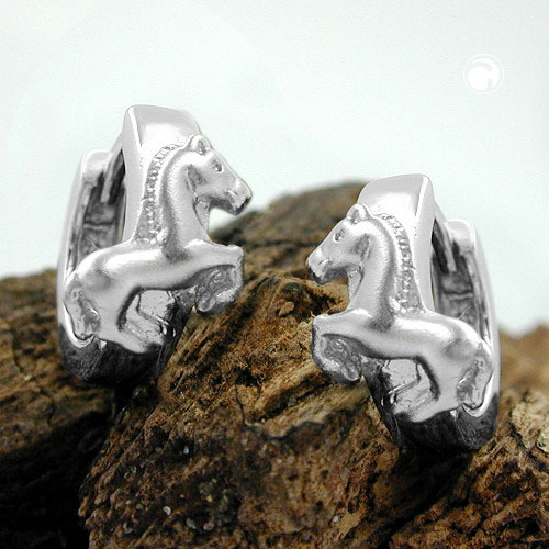 Creoles argent sterling rhodié forme cheval