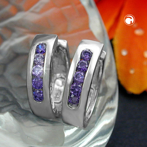 Paire de boucles d'oreilles argent sterling et zirconia violette