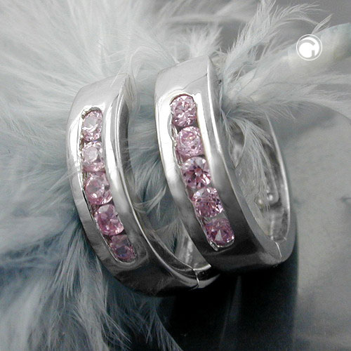 Paire de boucles d'oreilles argent sterling zirconia lilas vue de face