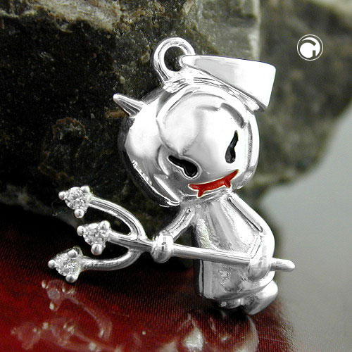 Pendentif argent sterling diable vu de profil