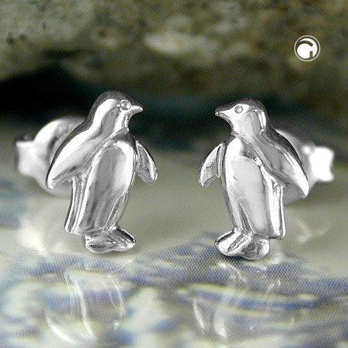 Puces d'oreilles argent sterling forme manchot