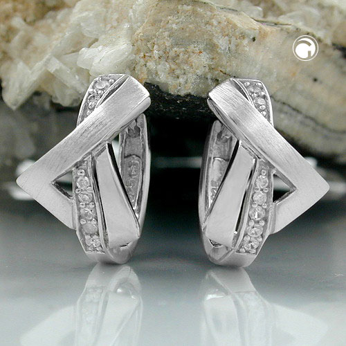 Paire de boucles d'oreilles argent sterling zirconium vue de face