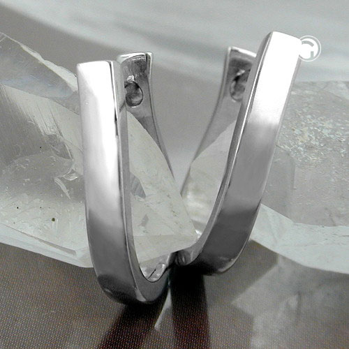 Creoles argent sterling rhodiées design moderne