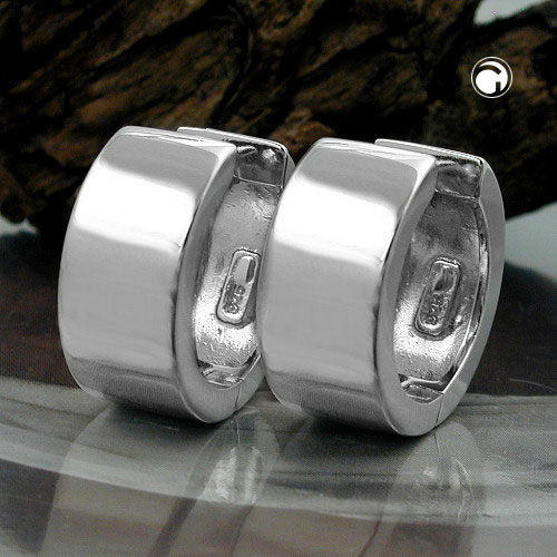 Paire de créoles en argent sterling 18x8mm plaquées rhodium