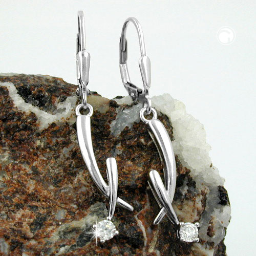 Boucles d'oreilles argent sterling rhodiées avec zirconium