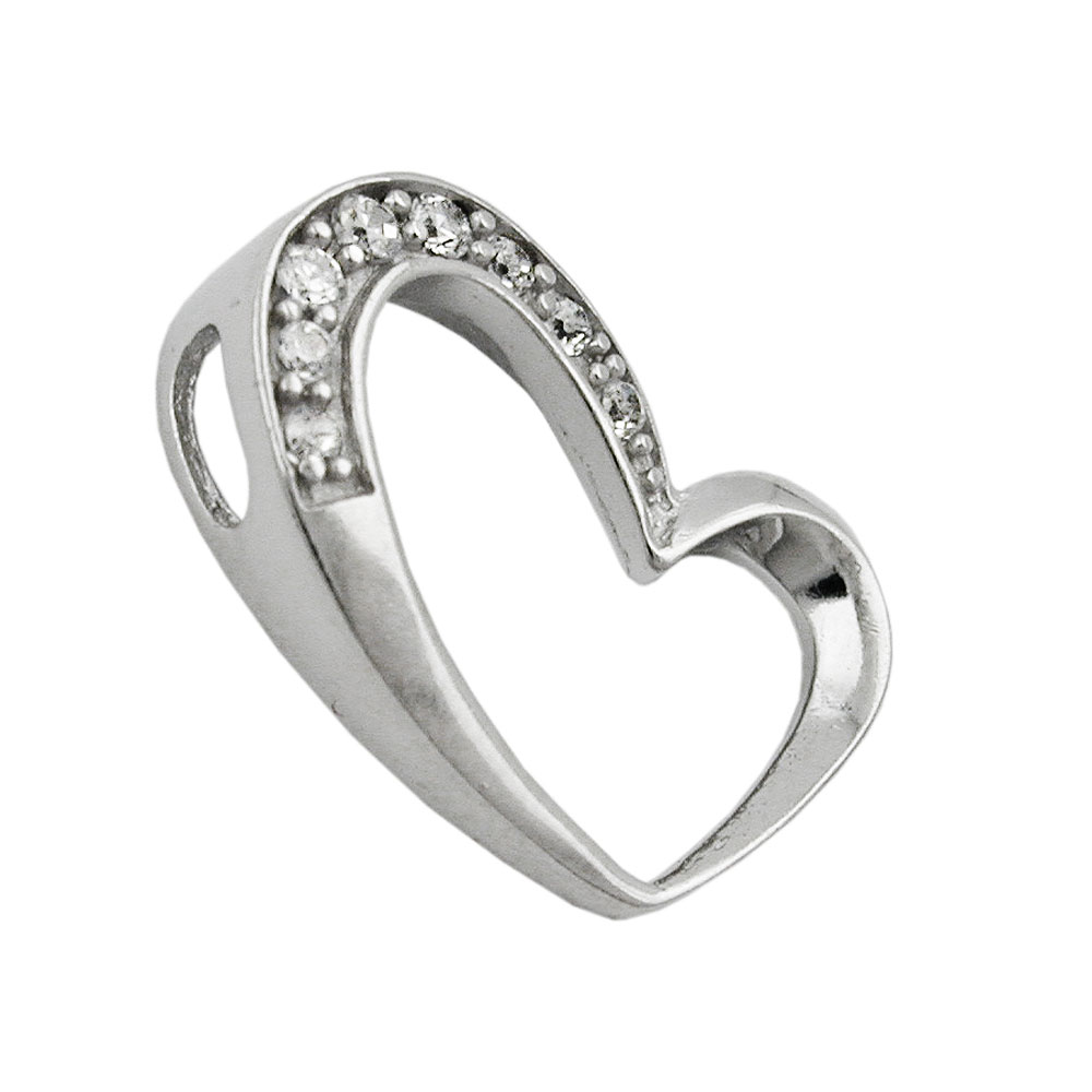 Pendentif argent 925 cœur avec zirconias