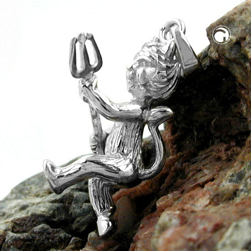 Pendentif diable en argent sterling, profil, détail du visage et des cornes