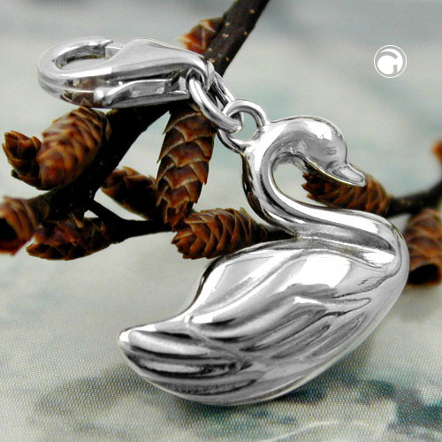 Pendentif argent cygne profil, bijou argent sterling