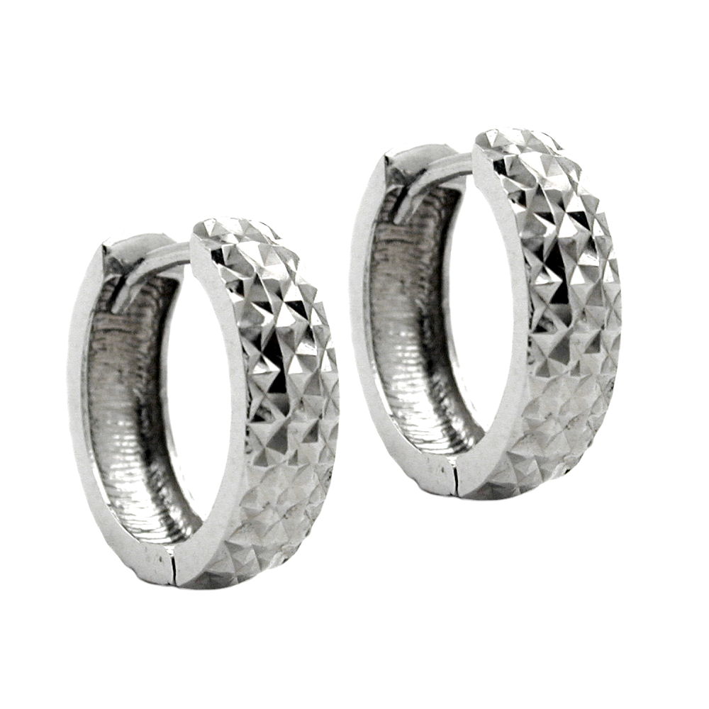 Boucles d'oreilles argent 925 créoles diamantées rondes
