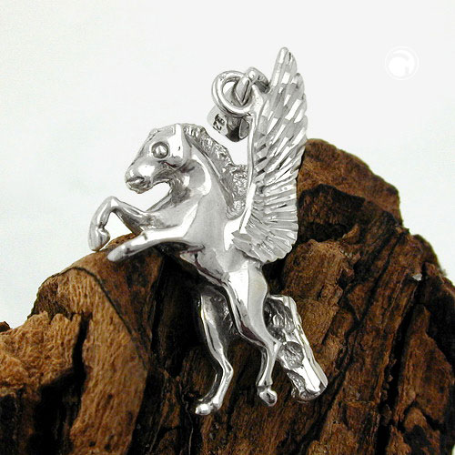 Pendentif cheval ailé en argent sterling finition rhodiée