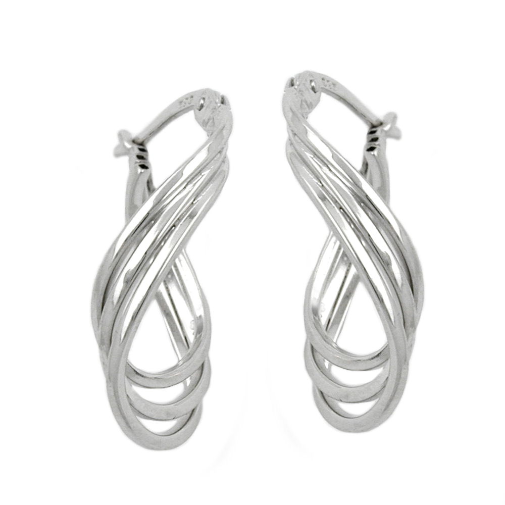 Boucles d'oreilles créoles argent 925 ovales torsadées
