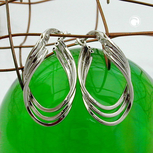 Boucles d'oreilles argent sterling design torsadé trois lignes