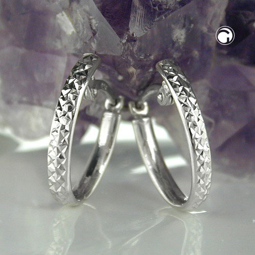 Paire de créoles argent facettées finition rhodiée