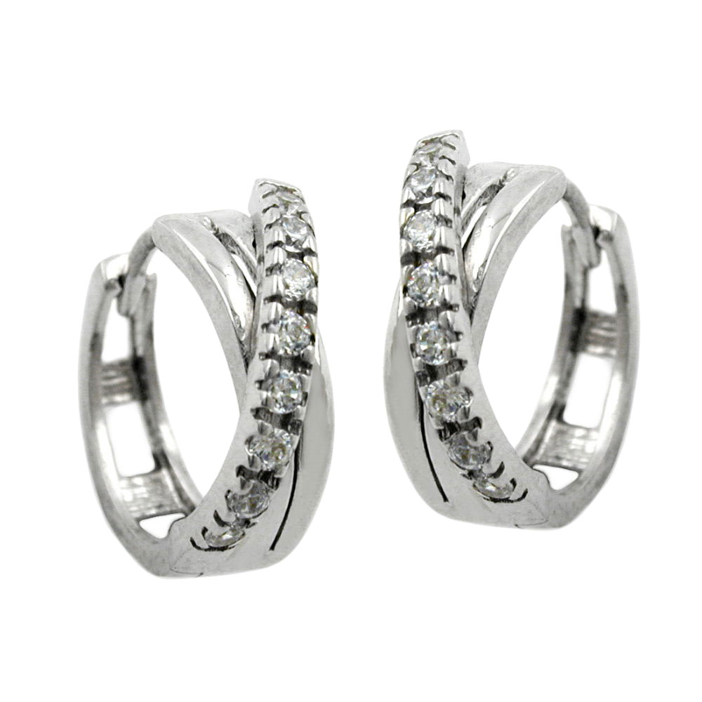 Boucles d'oreilles créoles argent 925 avec zirconium cubique