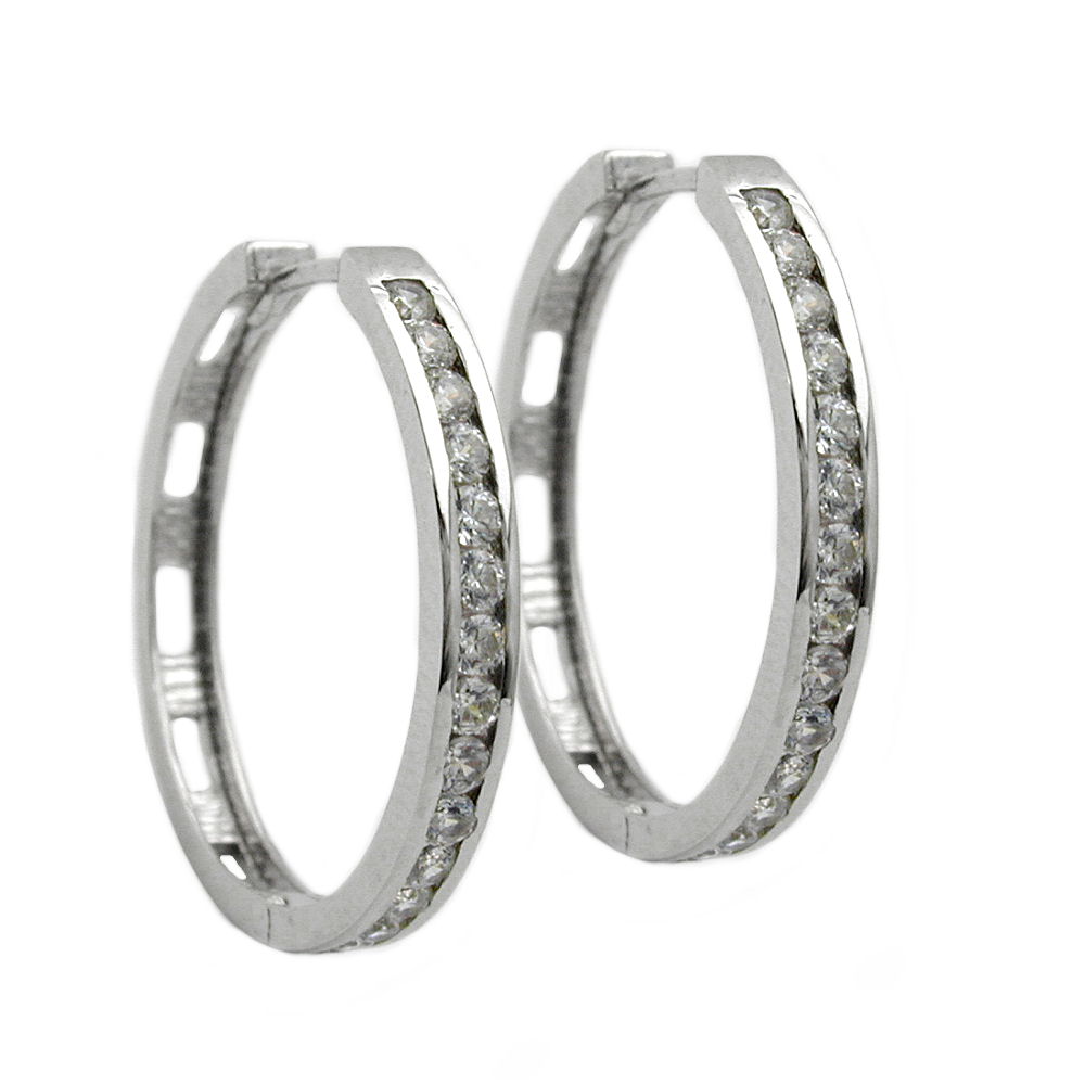 Boucles d'oreilles créoles argent 925 avec zirconium cubique
