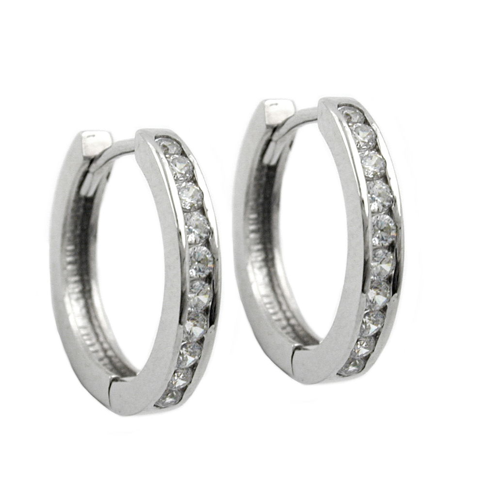 Boucles d'oreilles cercle argent 925 avec zirconium cubique