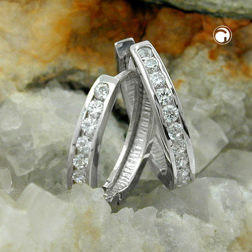 Paire de boucles d'oreilles argent sterling fines lignes de zirconium