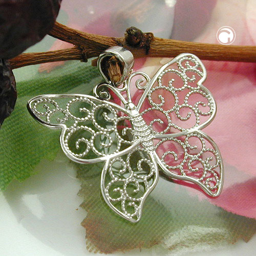 Bijou papillon argent sterling rhodié vue de face