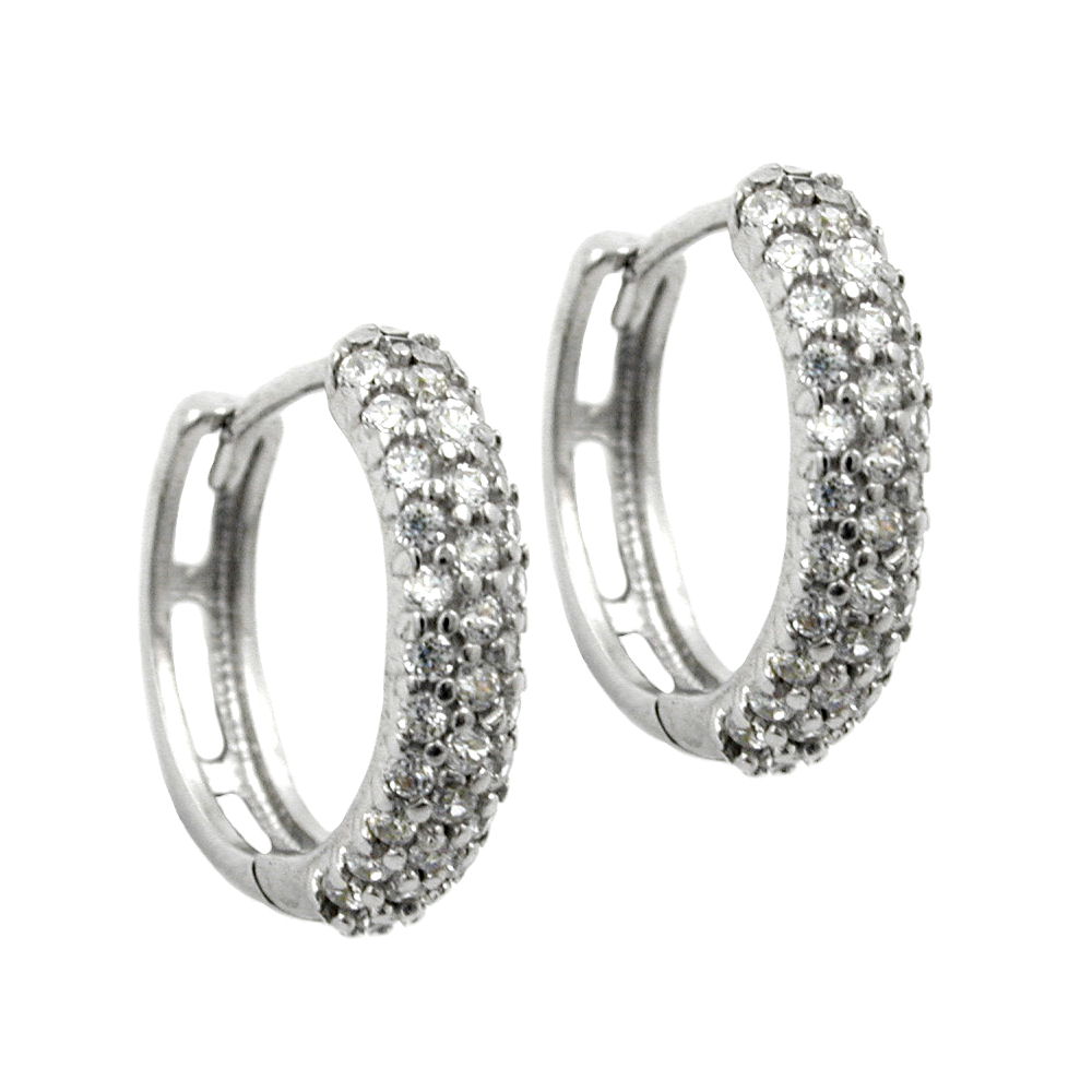 Boucles d'oreilles créoles argent 925 zirconium cubique face avant