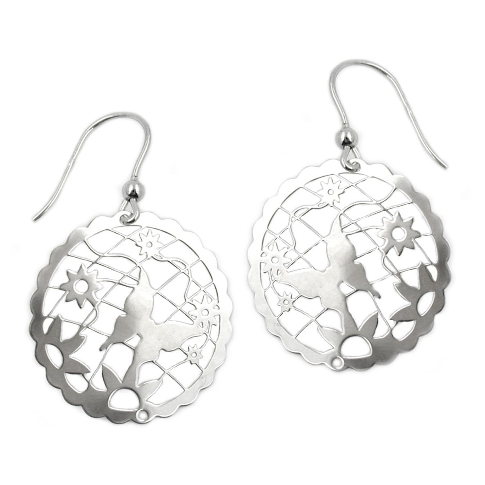 Boucles d'oreilles argent 925 papillon et fleur