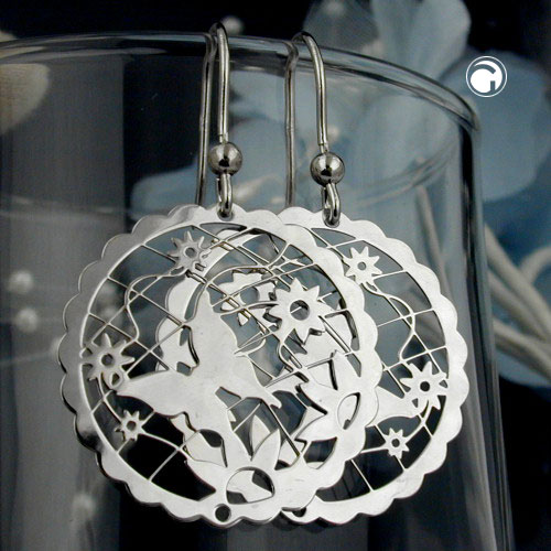 Boucles d'oreilles argent sterling motif floral et papillon