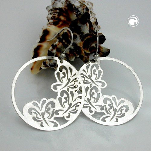 Paire de boucles d'oreilles argent sterling motif papillon