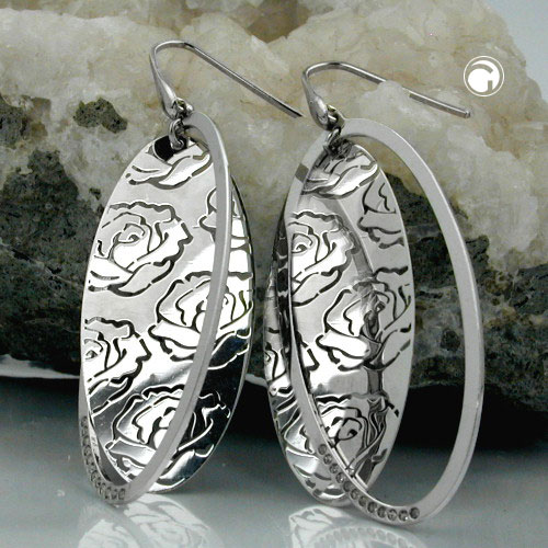 Paire de boucles d'oreilles argent avec roses