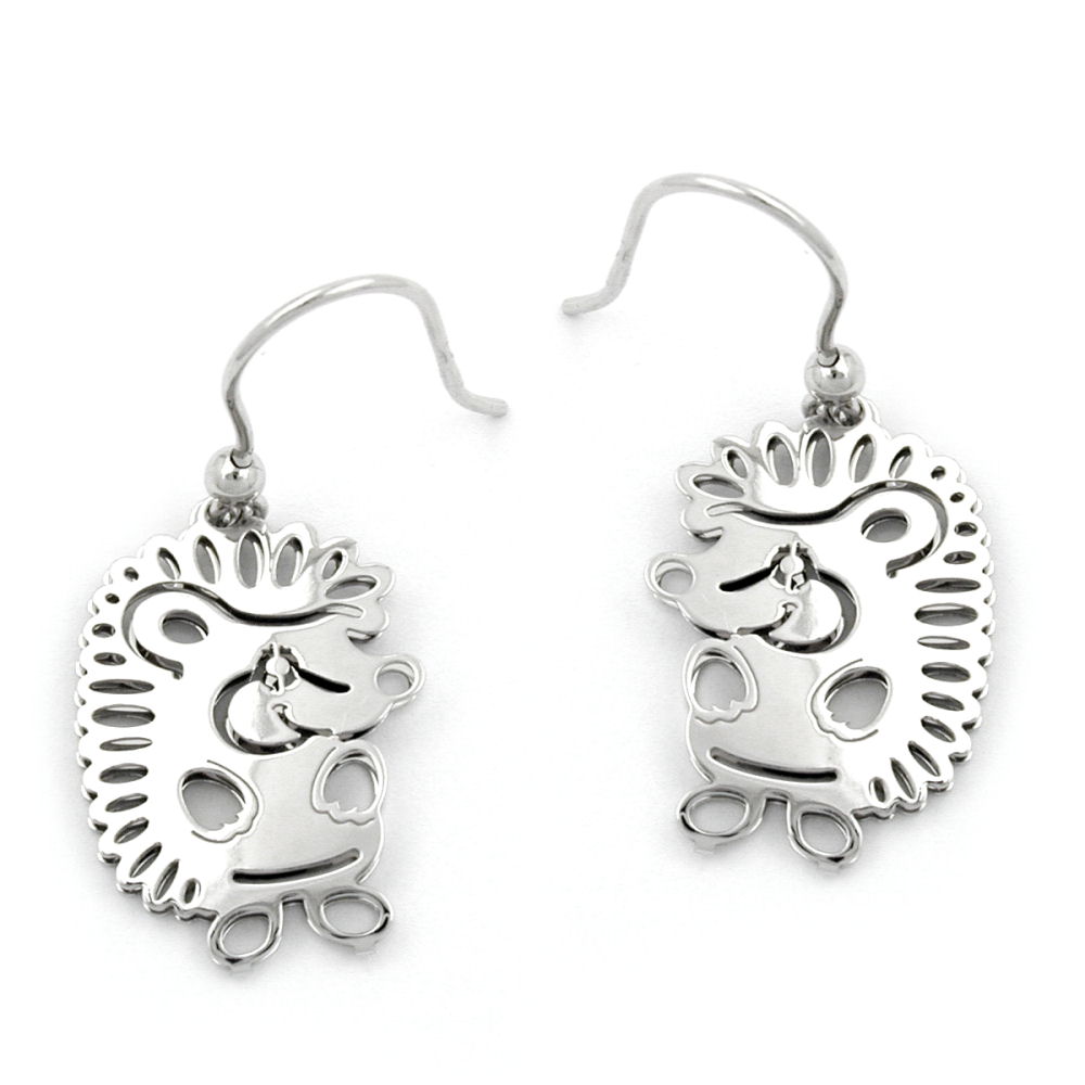 Boucles d'oreilles argent 925 en forme de hérisson avec motif filigrane