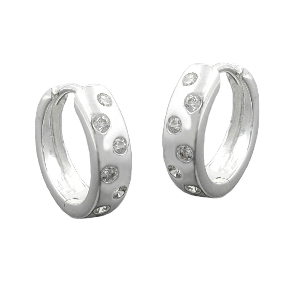 Boucles d'oreilles créoles argent 925 avec zirconium