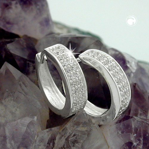 Paire de boucles d'oreilles hoop argent sterling zirconia
