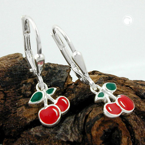 Paire de boucles d'oreilles cerises en argent sterling
