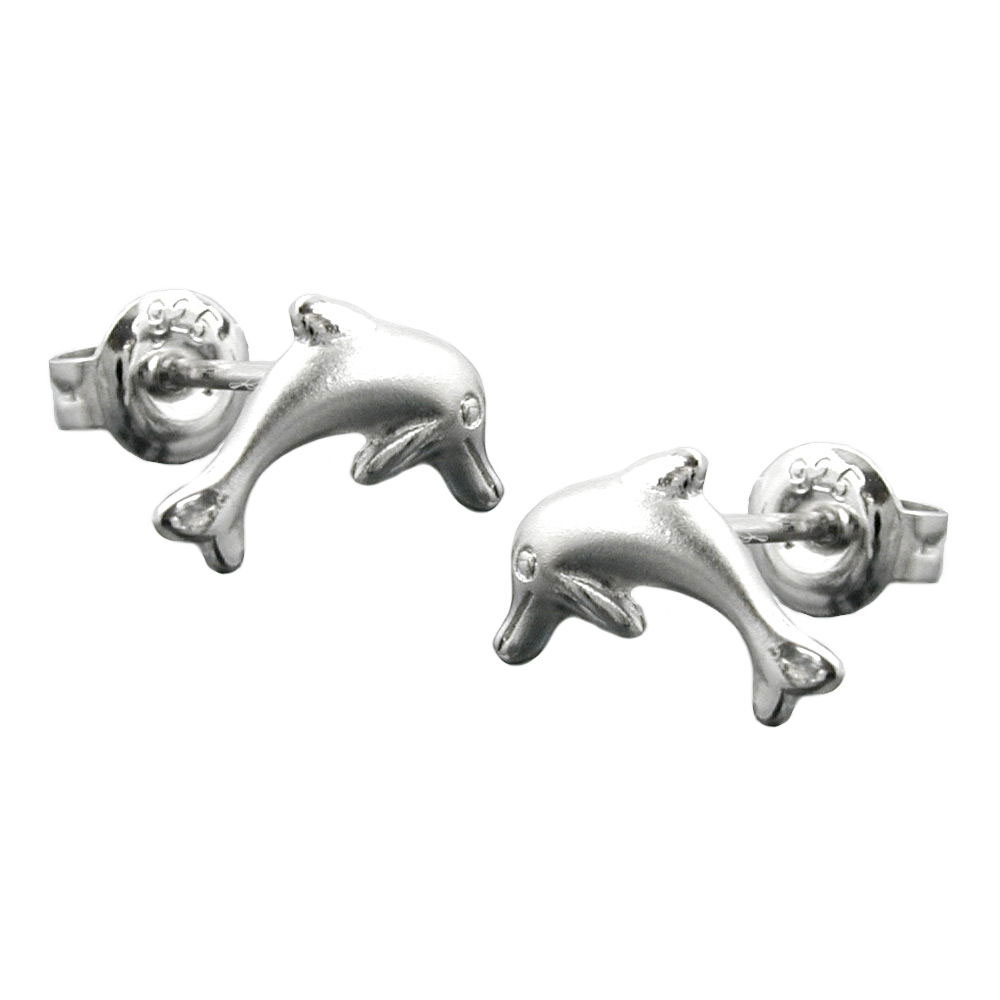 Boucles d'oreilles argent 925 dauphin, vue de face