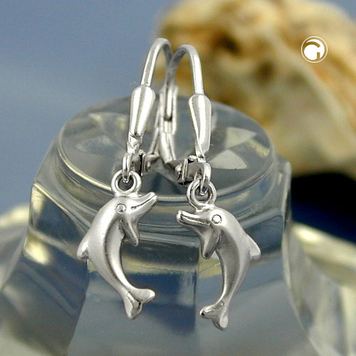 Paire de boucles d'oreilles dauphin argent sterling